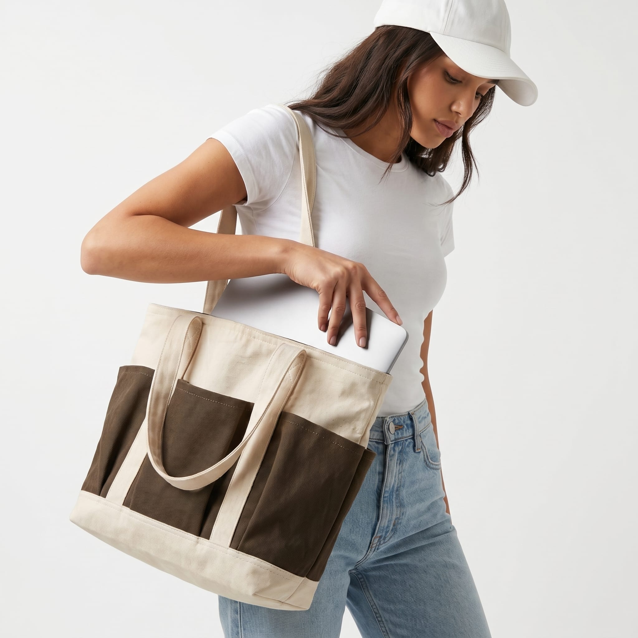 Handmade Cardle cotton tote bag crafted with natural canvas in Sri Lanka